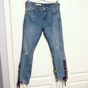 Anthropologie velvet lace vintage jeans new